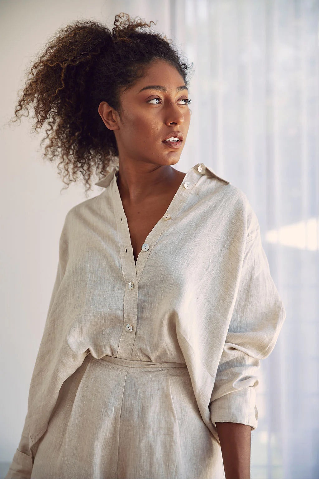 Lizzie Linen Shirt - Sand