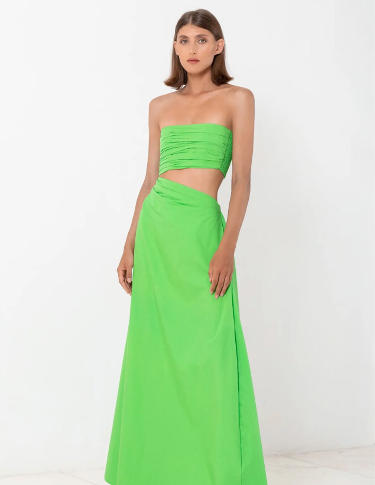 Asymmetric Cutout Maxi Dress - Verde