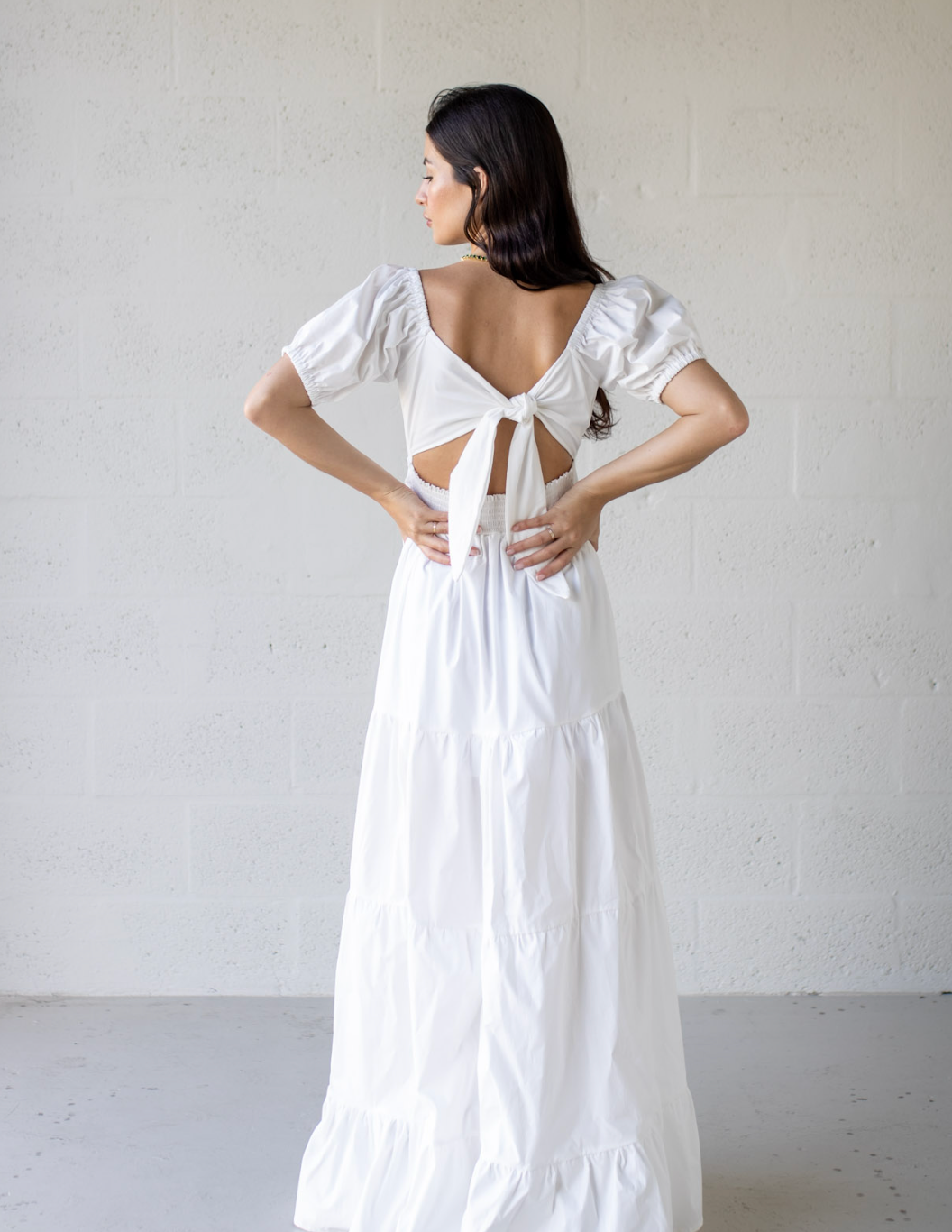 Cotton Ruffle Dress - White