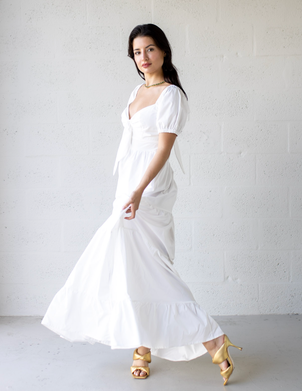 Cotton Ruffle Dress - White