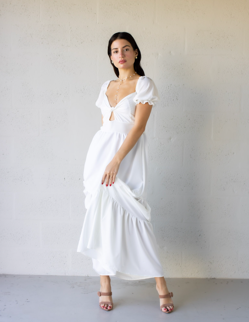Ruffle Dress - White