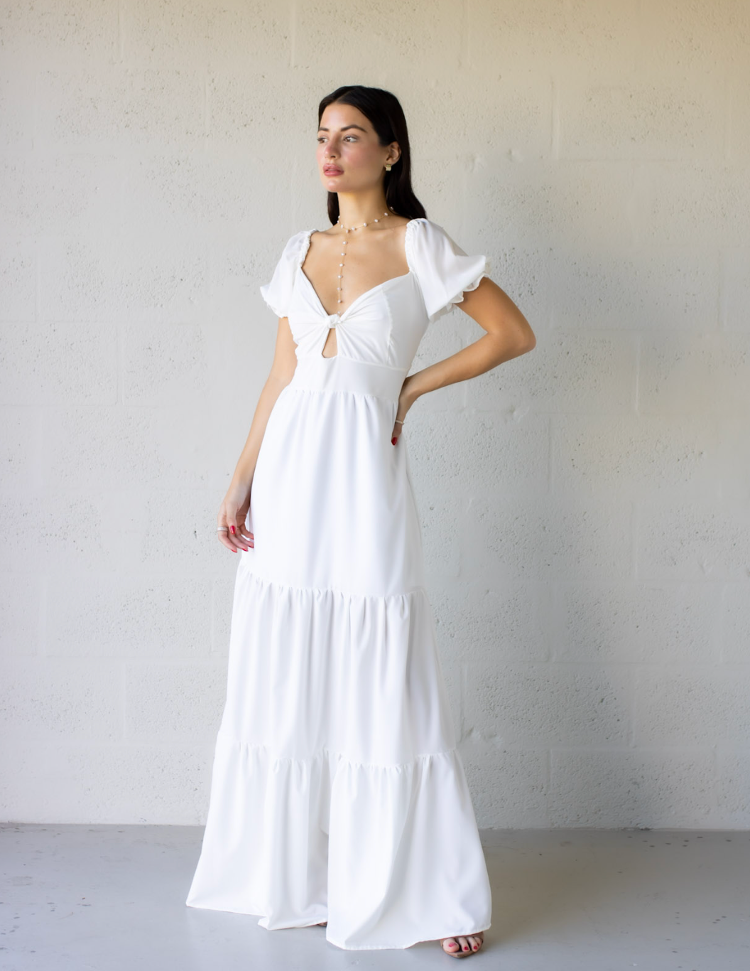 Ruffle Dress - White