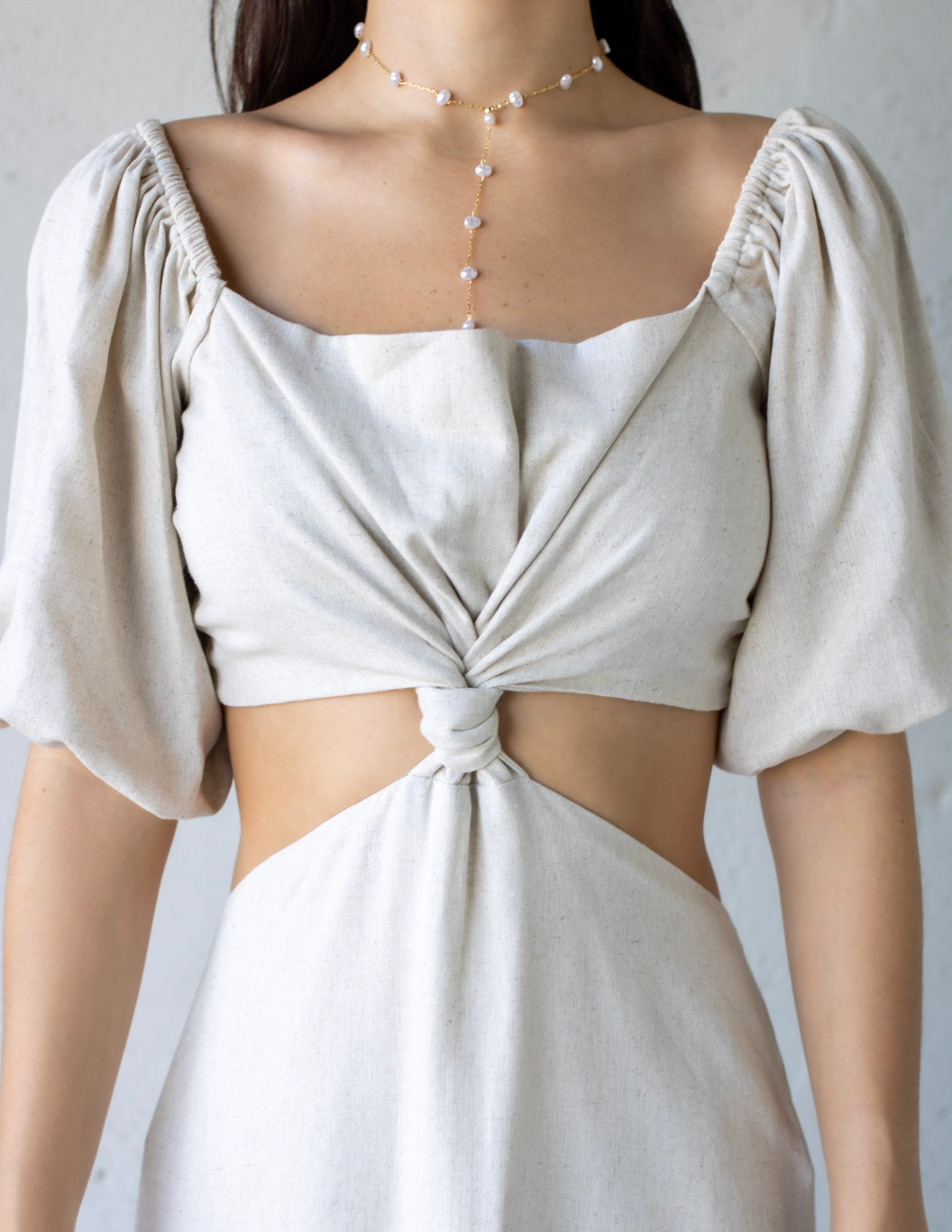 Linen Cut Out Maxi Dress Sand