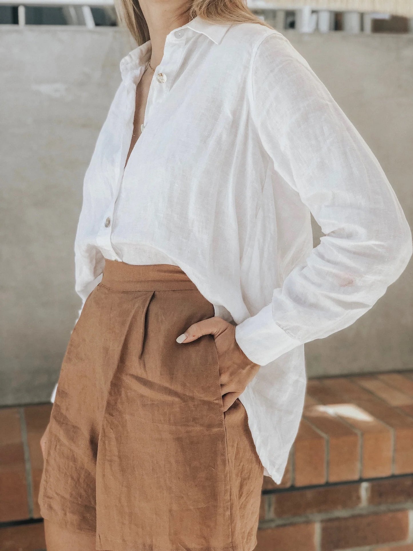 Lizzie Linen Shirt - White