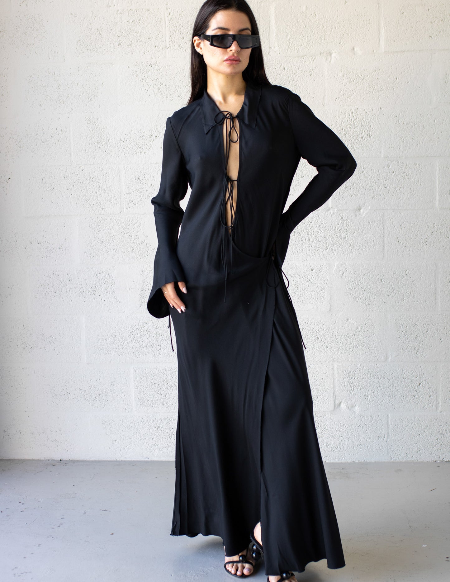 Emery Long Sleeve Tie Maxi Dress