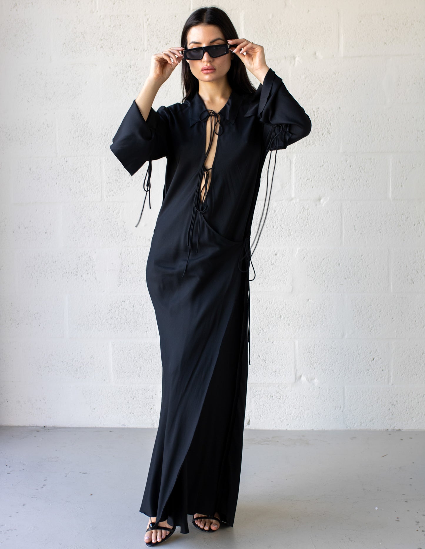 Emery Long Sleeve Tie Maxi Dress