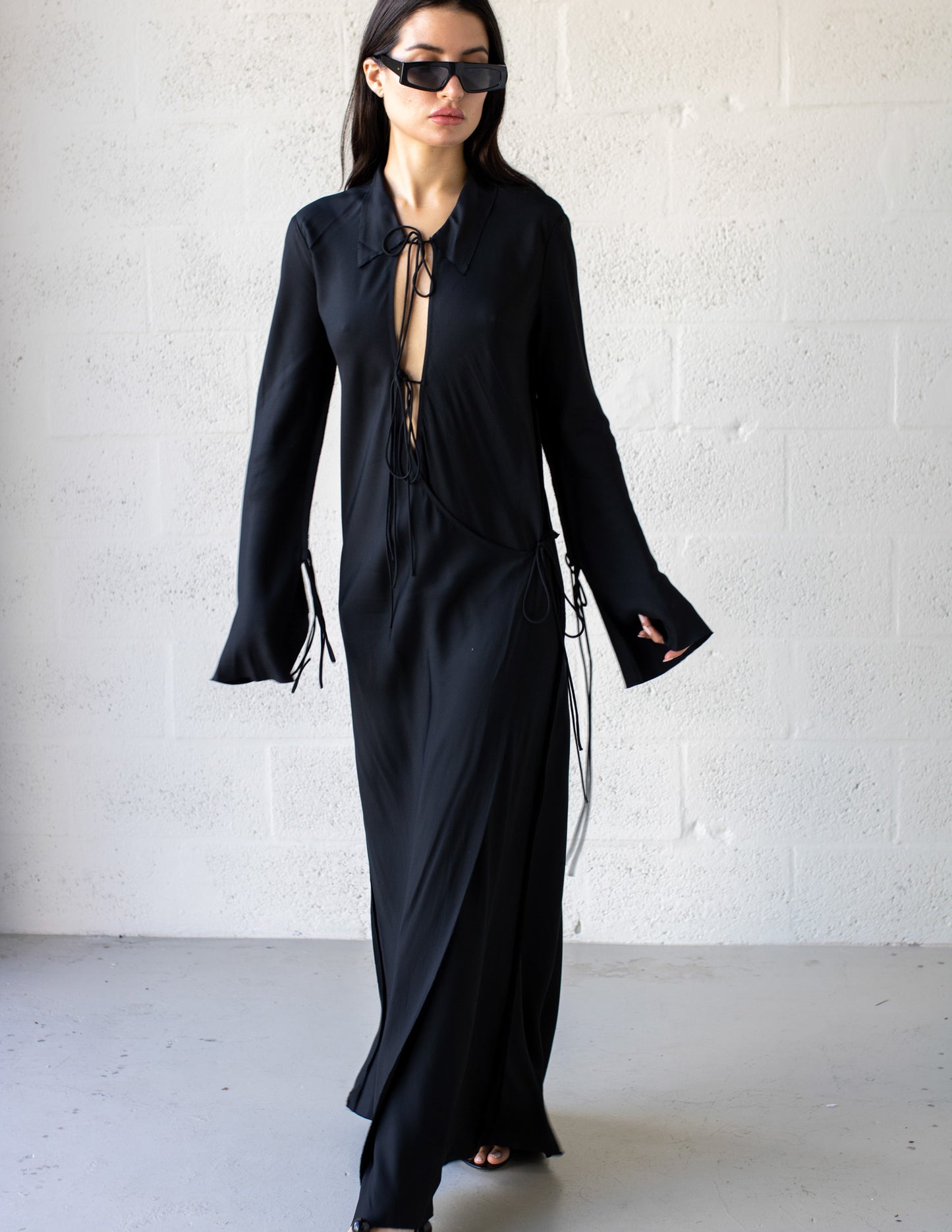 Emery Long Sleeve Tie Maxi Dress