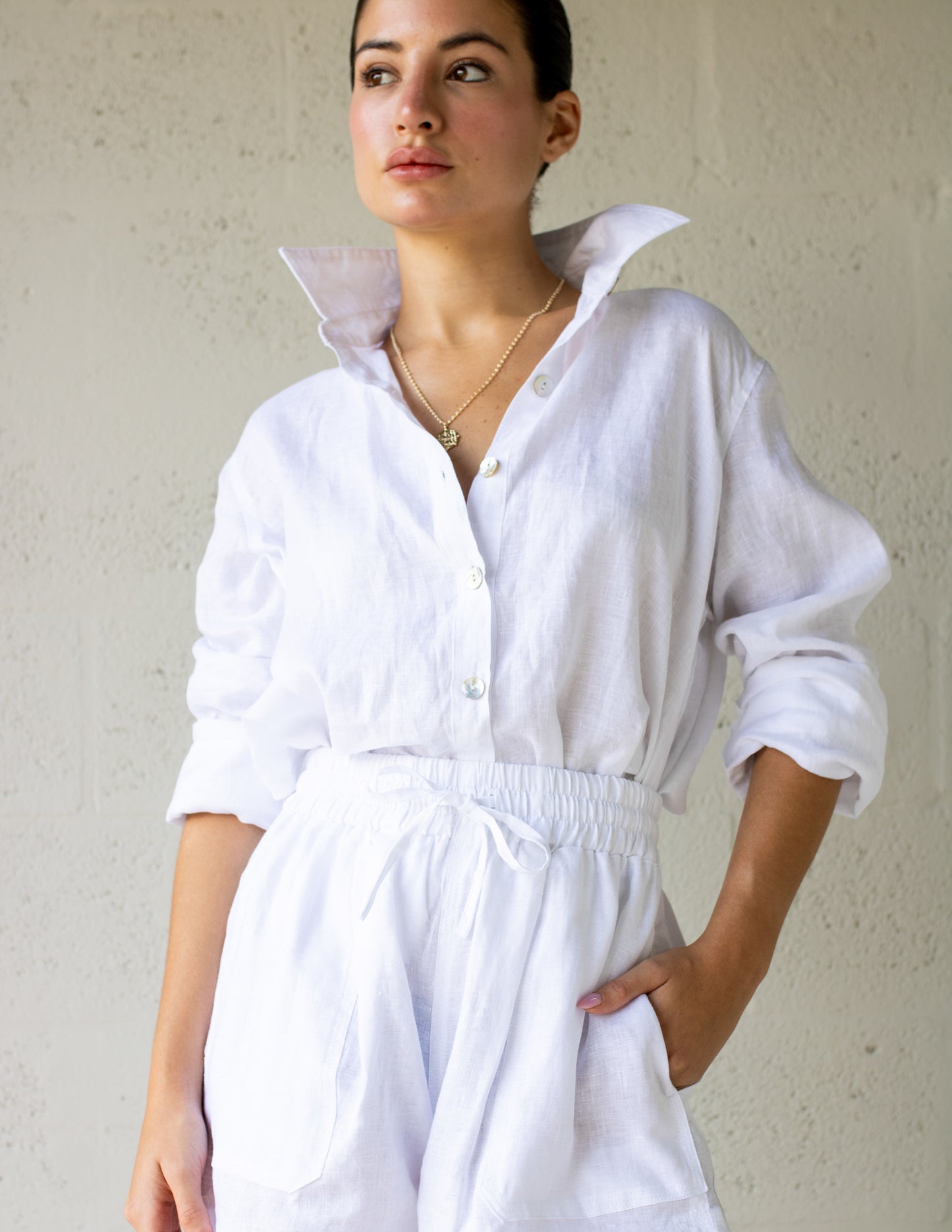 Lizzie Linen Shirt - White