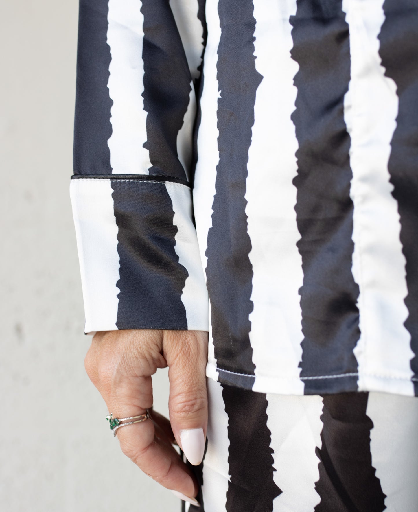 Black White Stripe Pj Set