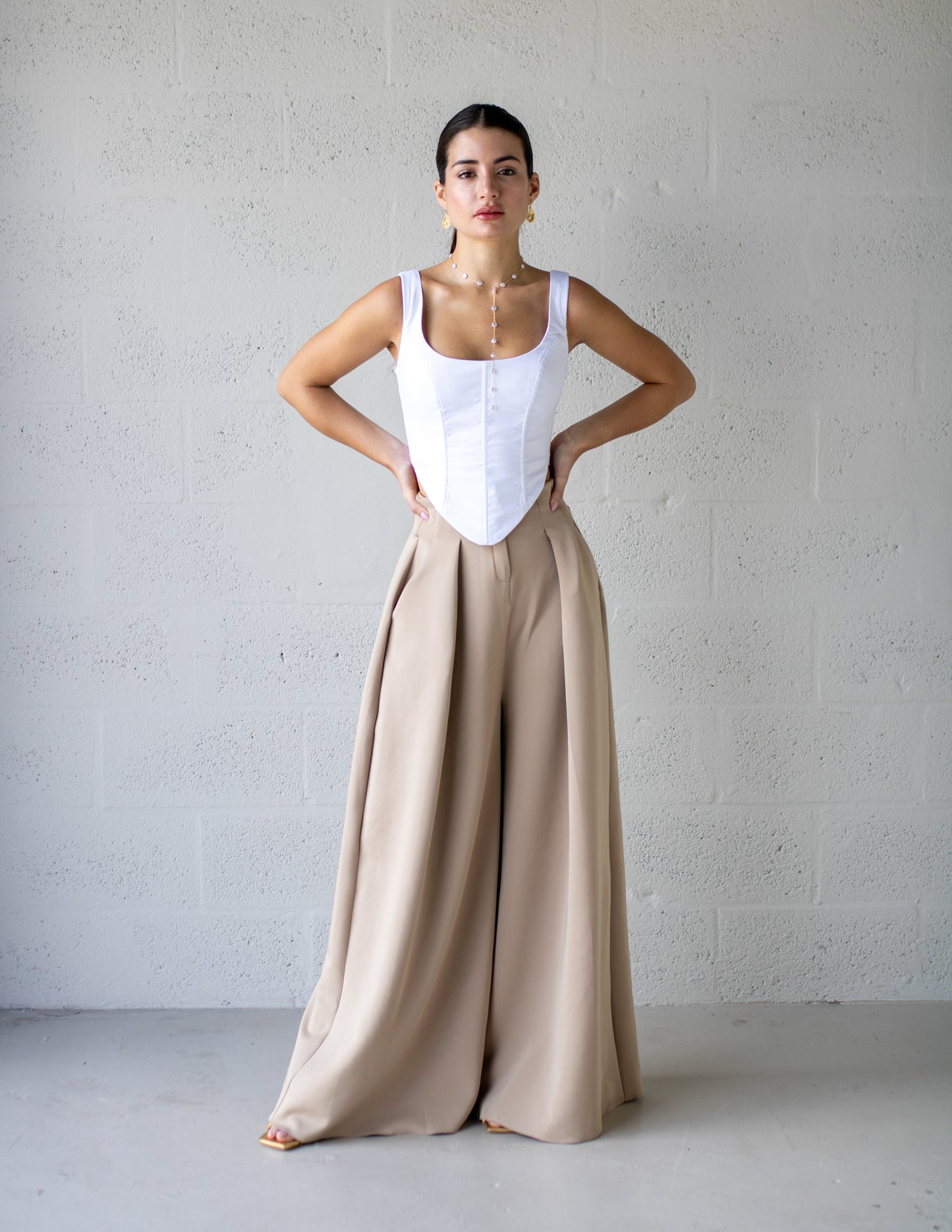 Wide Leg Pant - Tan