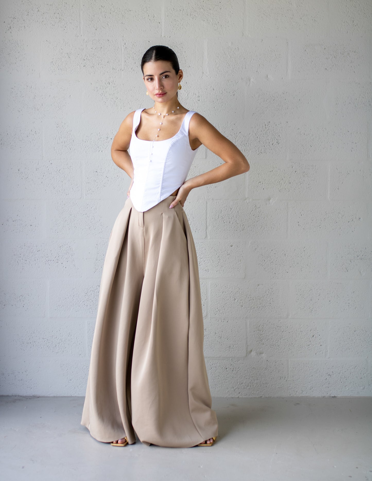 Wide Leg Pant - Tan