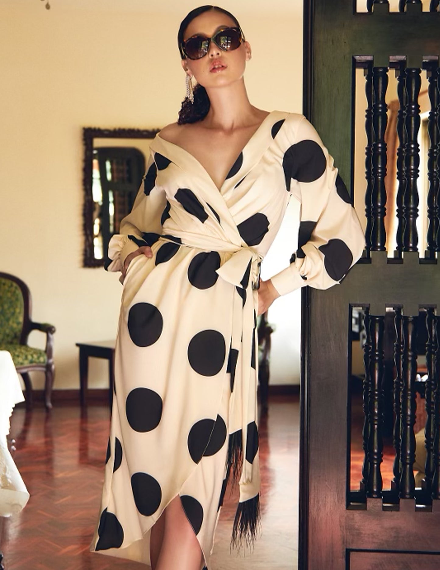 Miss Dots Wrap Midi Dress