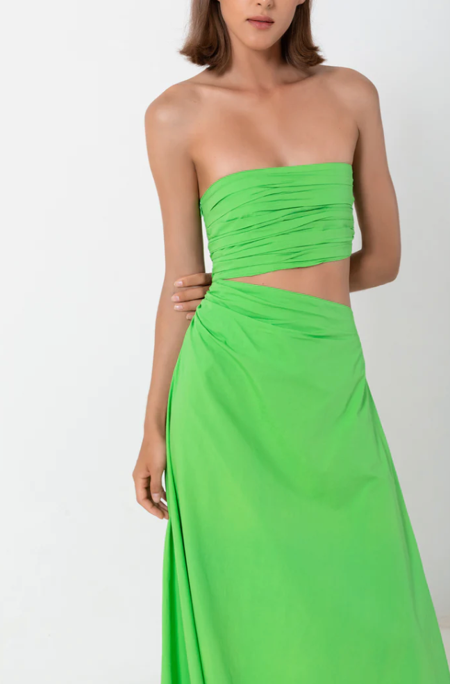 Asymmetric Cutout Maxi Dress - Verde