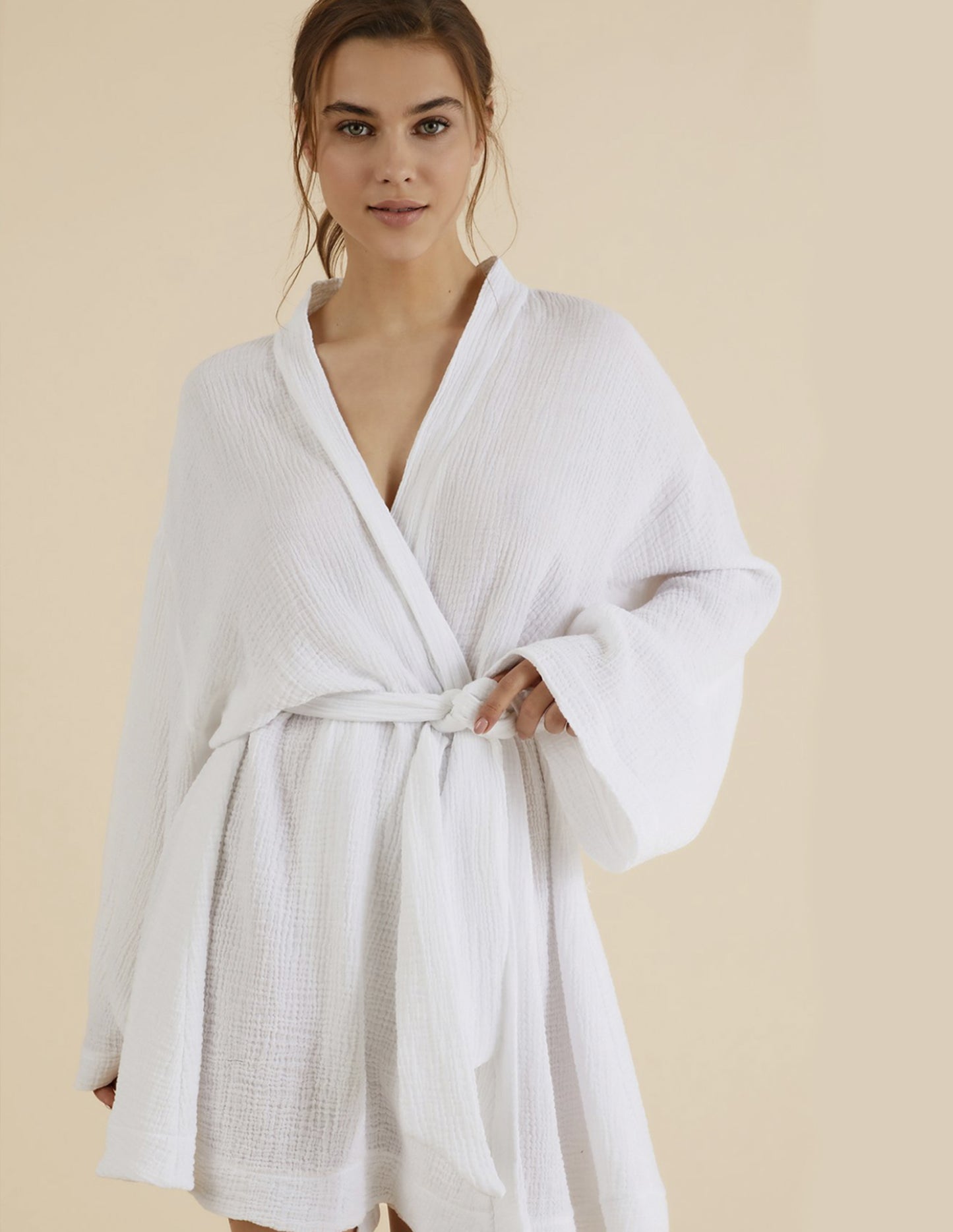 Luna Kimono Wrap Dress- White