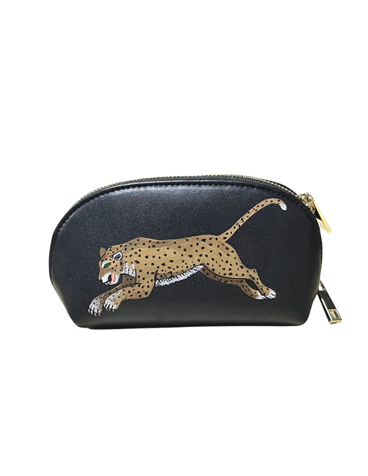 Leopard Black Makeup Bag