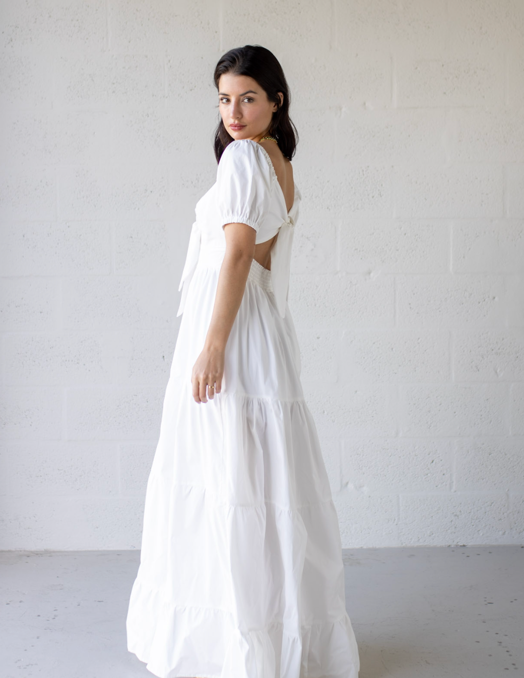 Cotton Ruffle Dress - White