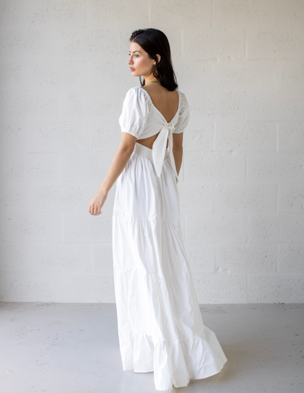 Cotton Ruffle Dress - White