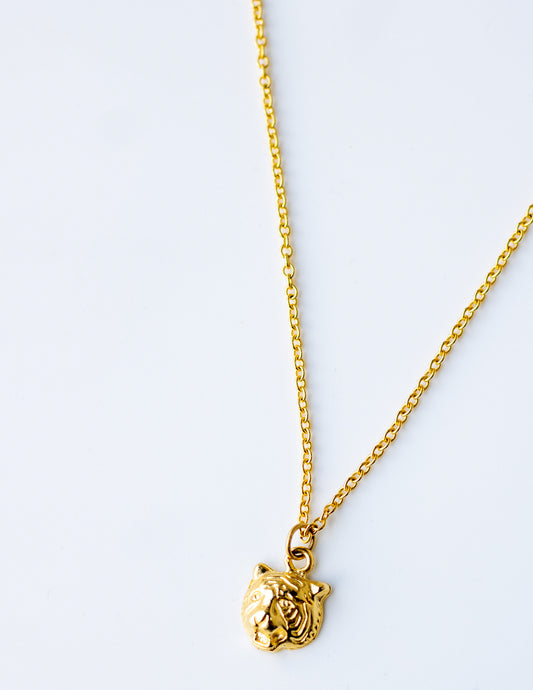 Gold Dainty Tiger Head Neacklace