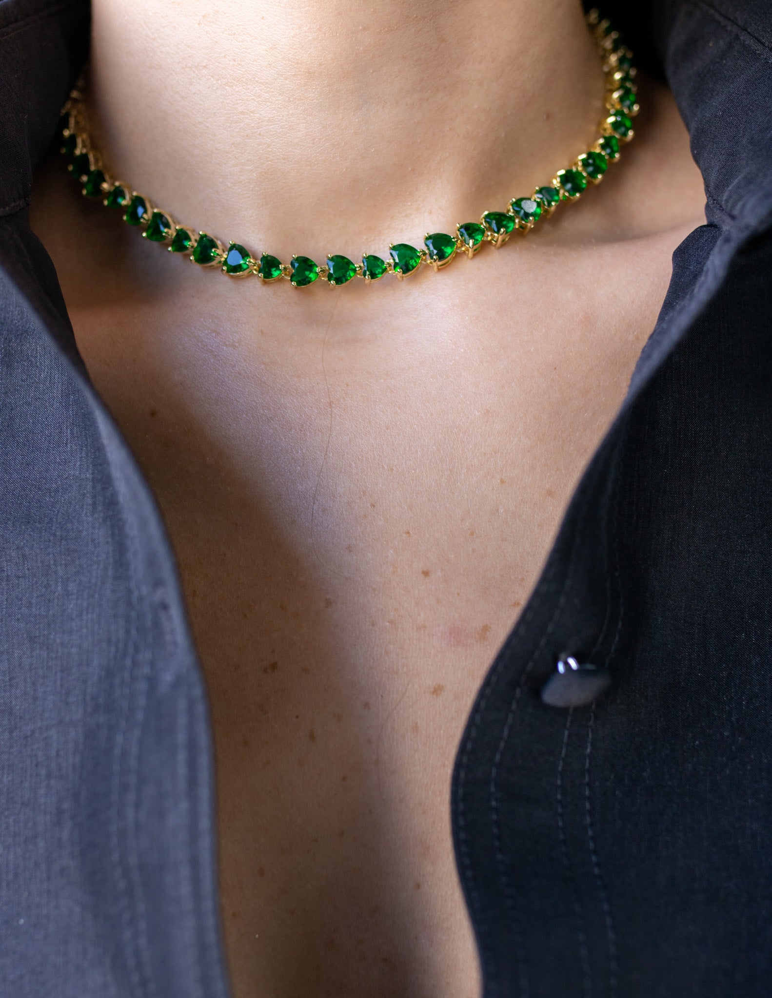 Large emerald clearance necklace