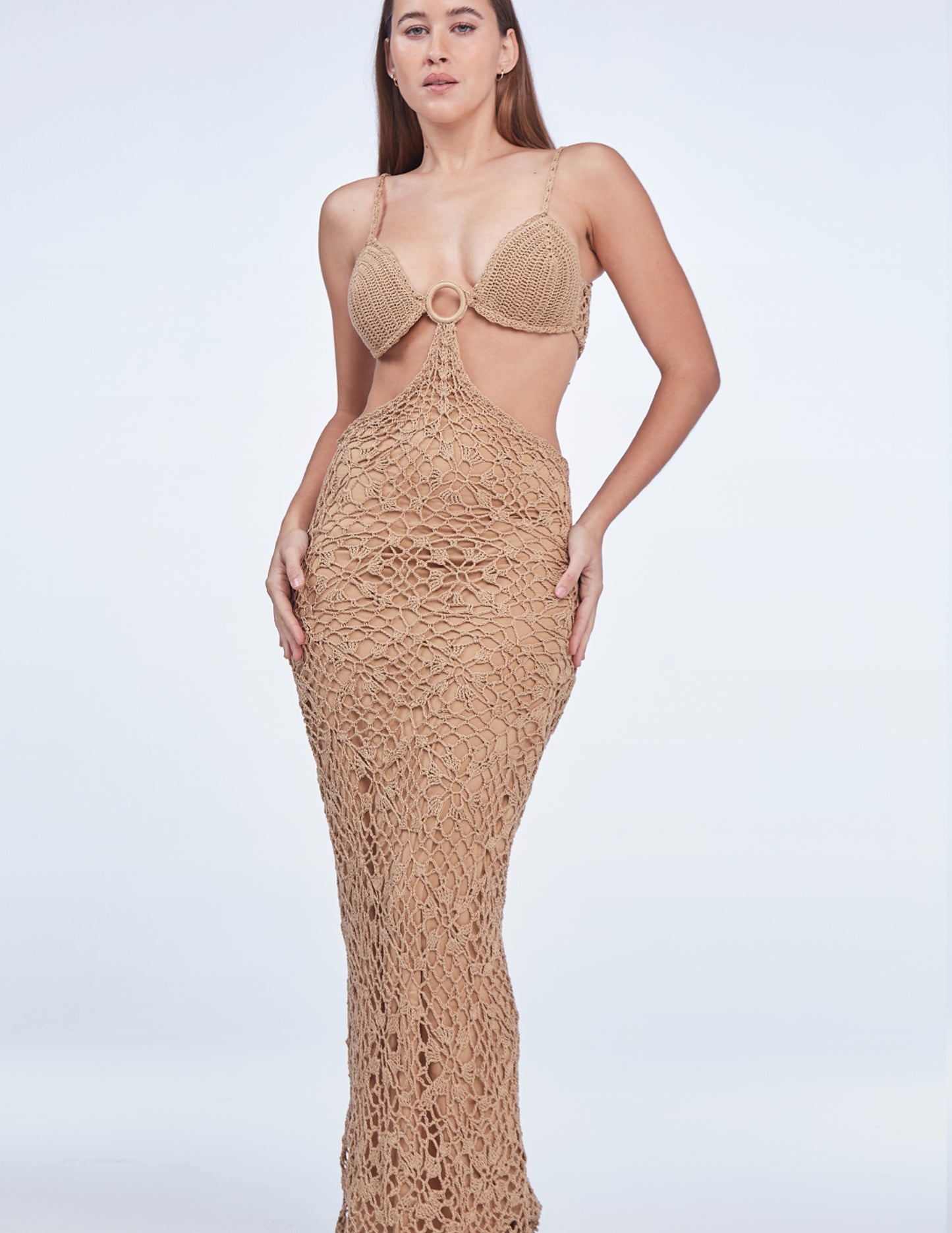 Martina Crochet Dress Beige