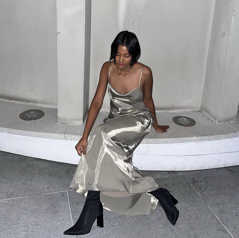 Fleur Maxi Dress Iridescent Silver Theme Dresser